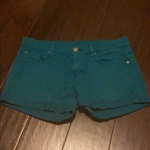 Teal jean shorts 7 for all mankind